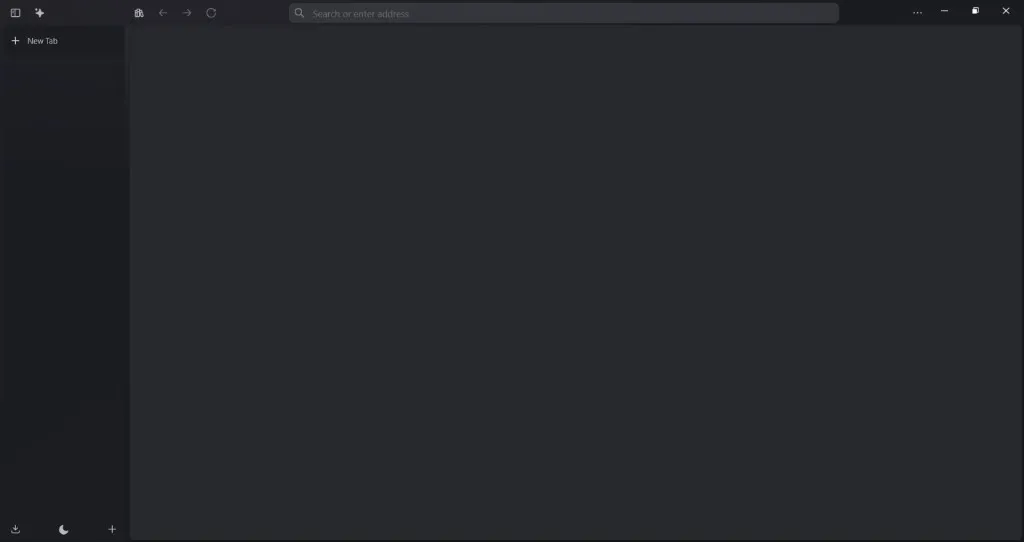Astra Browser interface in dark mode