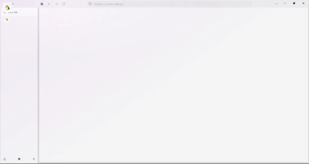 Astra Browser interface in light mode