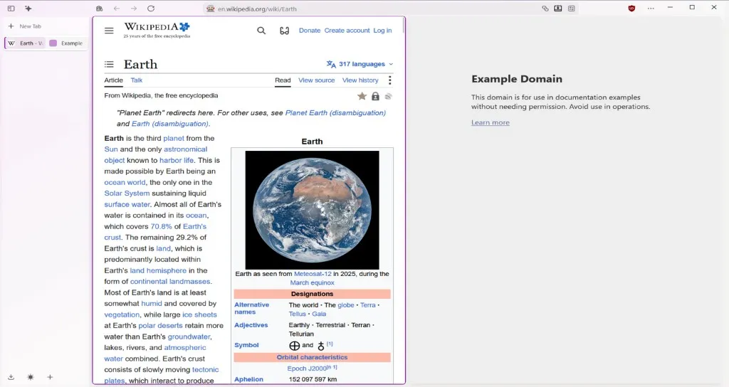 Astra Browser Split View